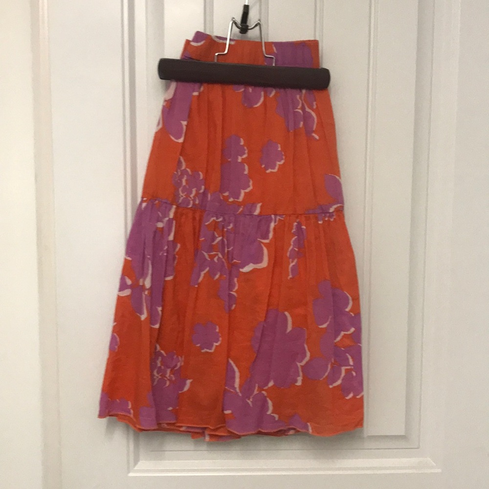 Orange and pink floral skirt